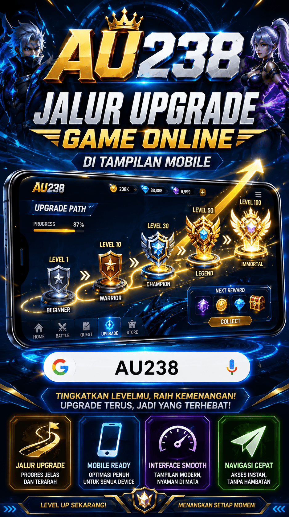 Galeri pratinjau visual AU238 build APK resmi terbaru